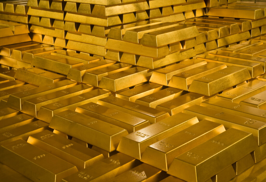 Gold bars stacked on one another